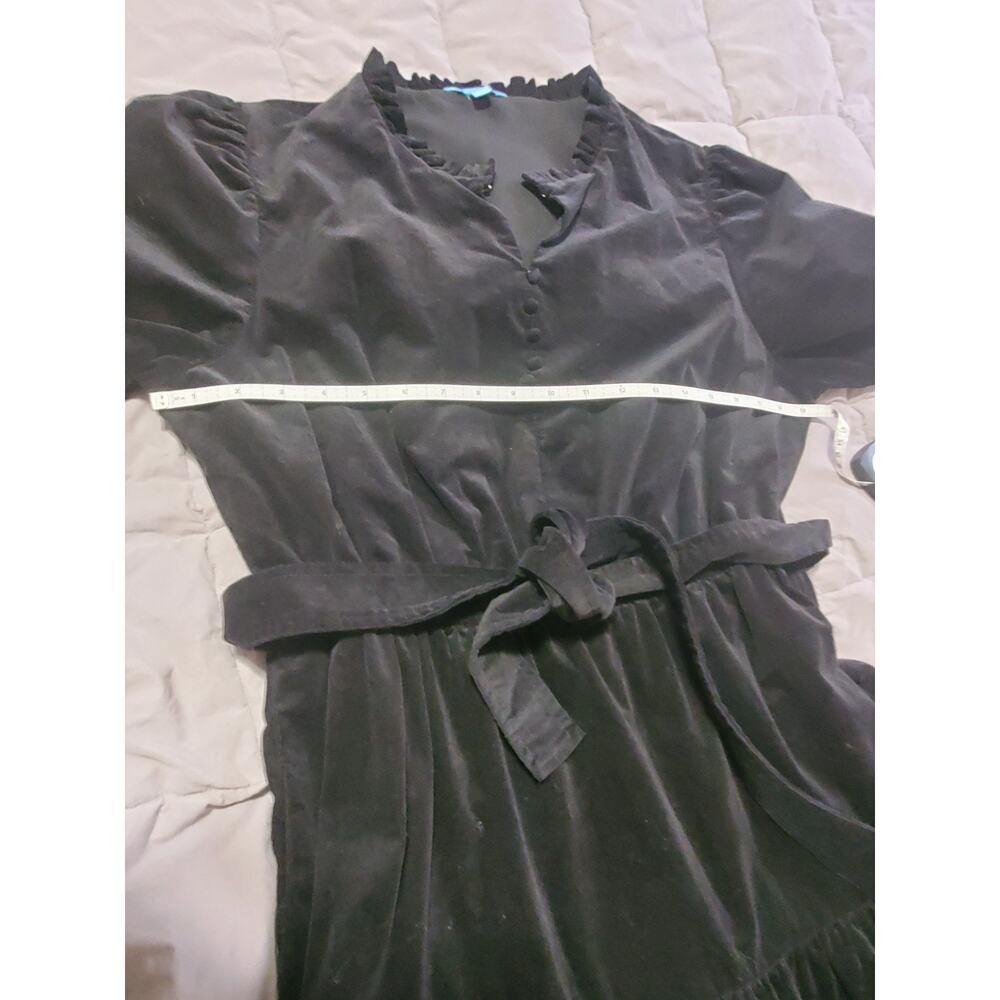 Draper James RSVP Women’s Black Velvet Dress Size Large L Tie Waist 97% Cotton - Picture 5 of 12